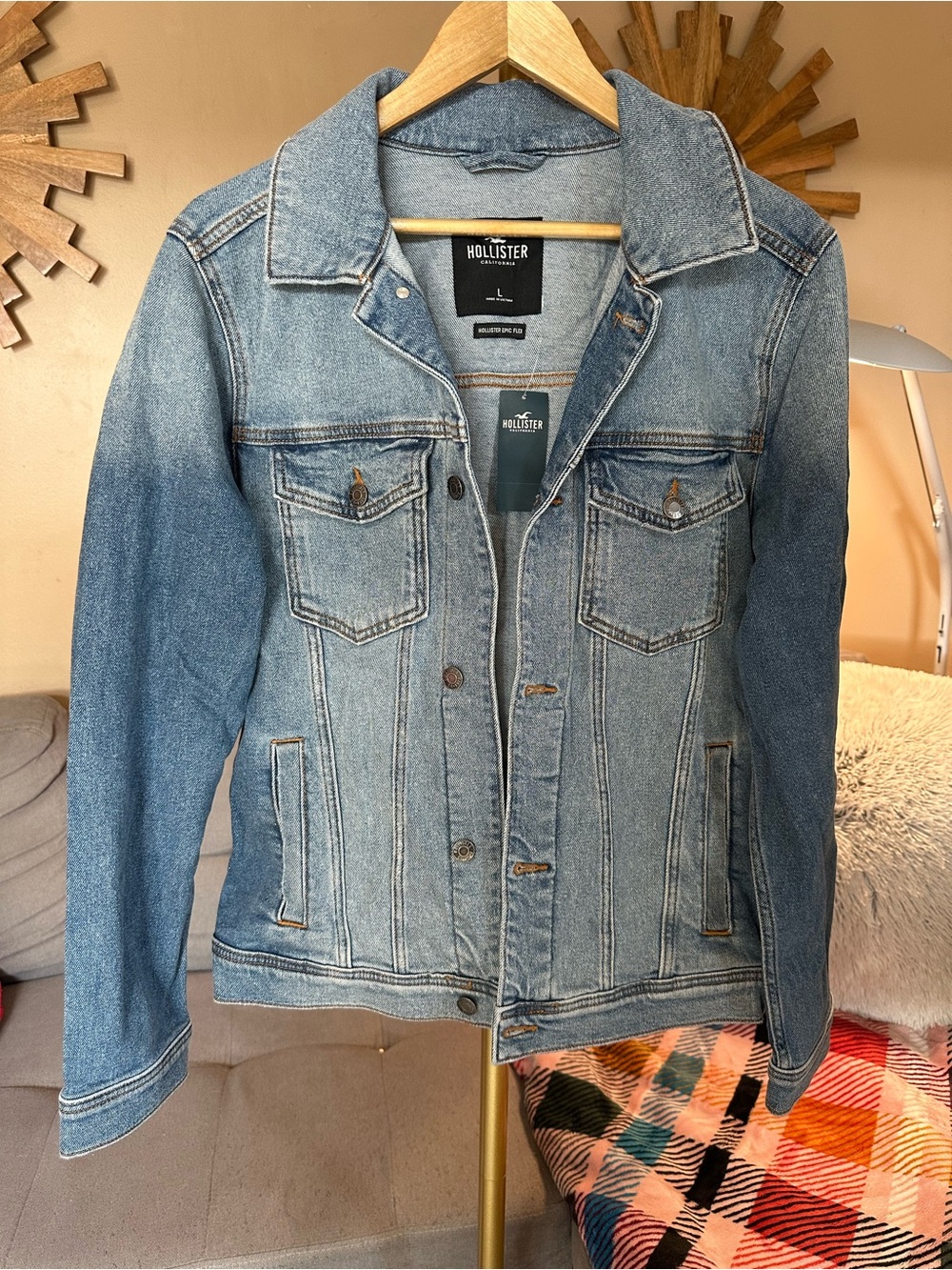 Hollister Faded Blue Denim Jacket Epic Flex NWT